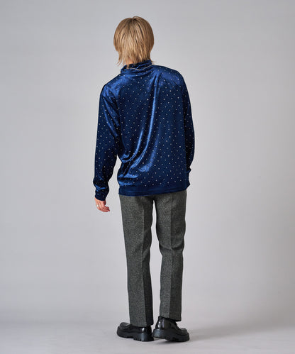 ラインストーン付きベロアタートルネック