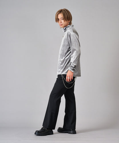 ラインストーン付きベロアタートルネック