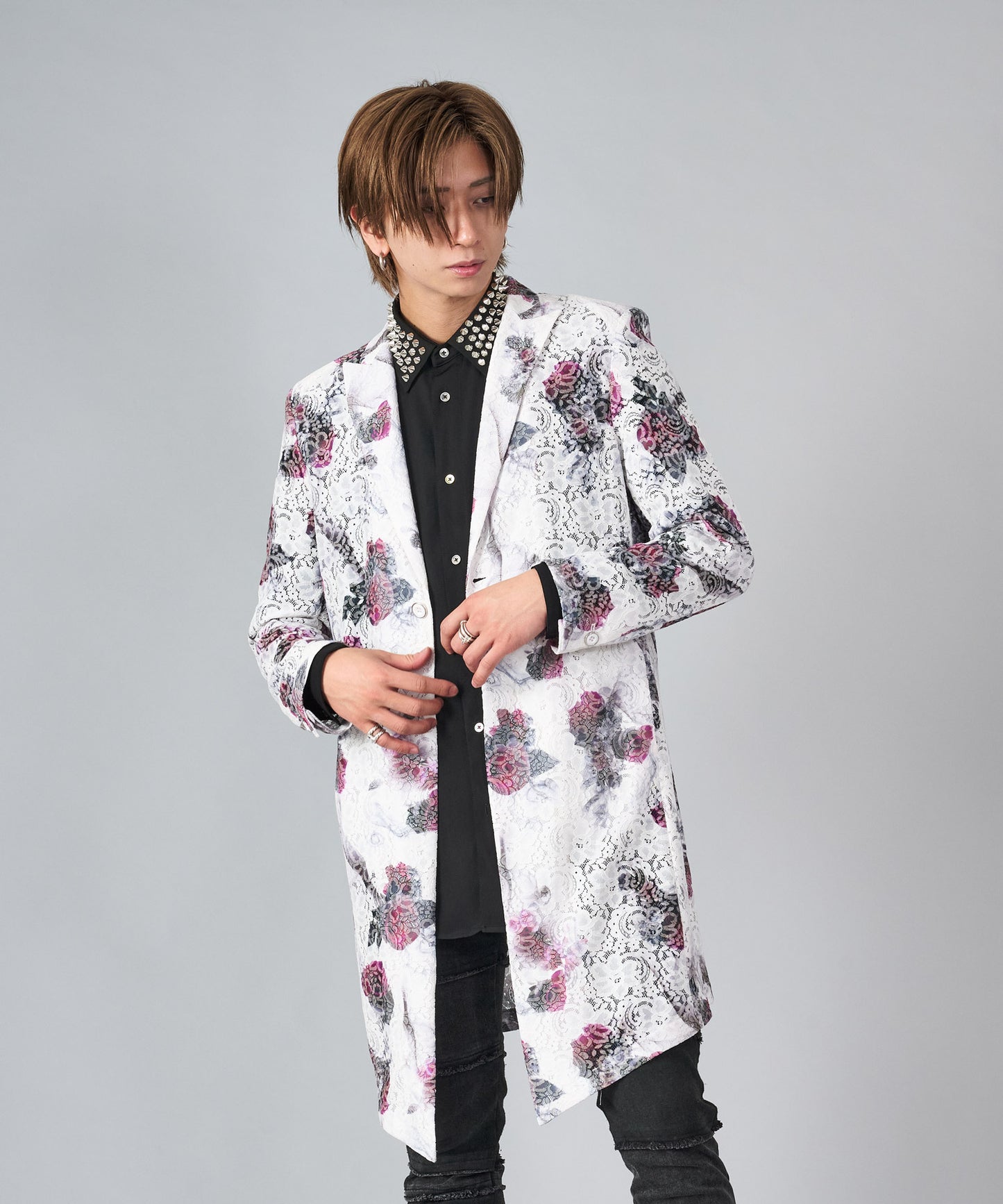 ローズ×スモーク総プリントジャケット