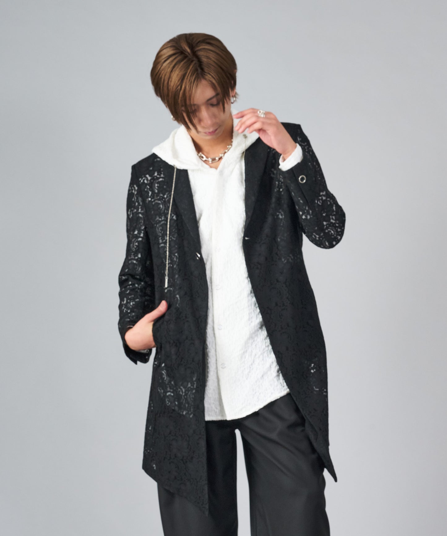 ローズ×スモーク総プリントジャケット