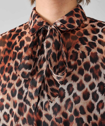 総プリントメッシュロングシャツ