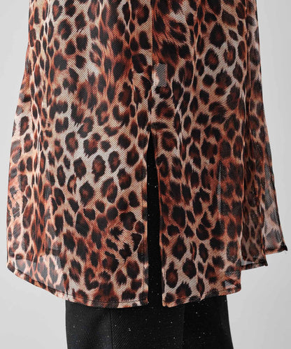 総プリントメッシュロングシャツ