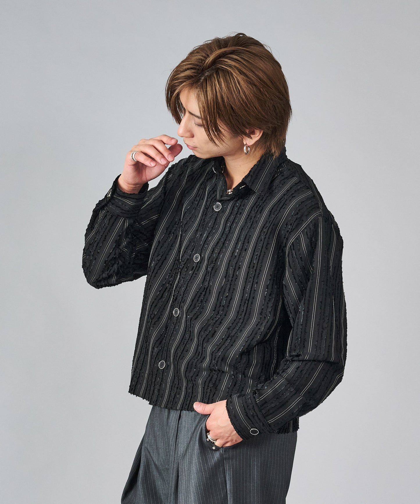 ストライプショートシャツ