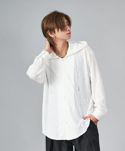 アクセサリー付きフードシャツ