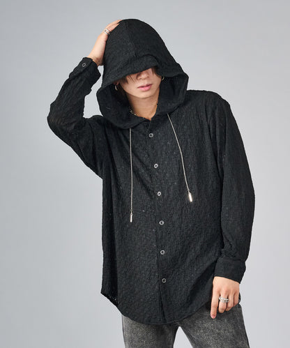 アクセサリー付きフードシャツ