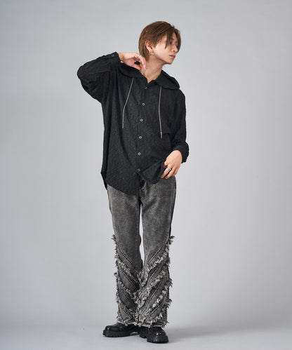 アクセサリー付きフードシャツ