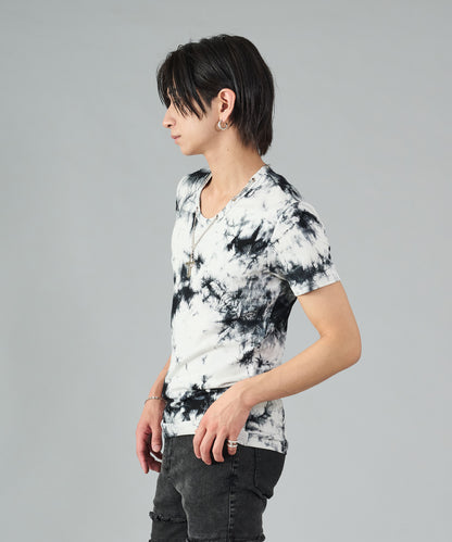 ネックレス付きタイダイテレコUネックTシャツ