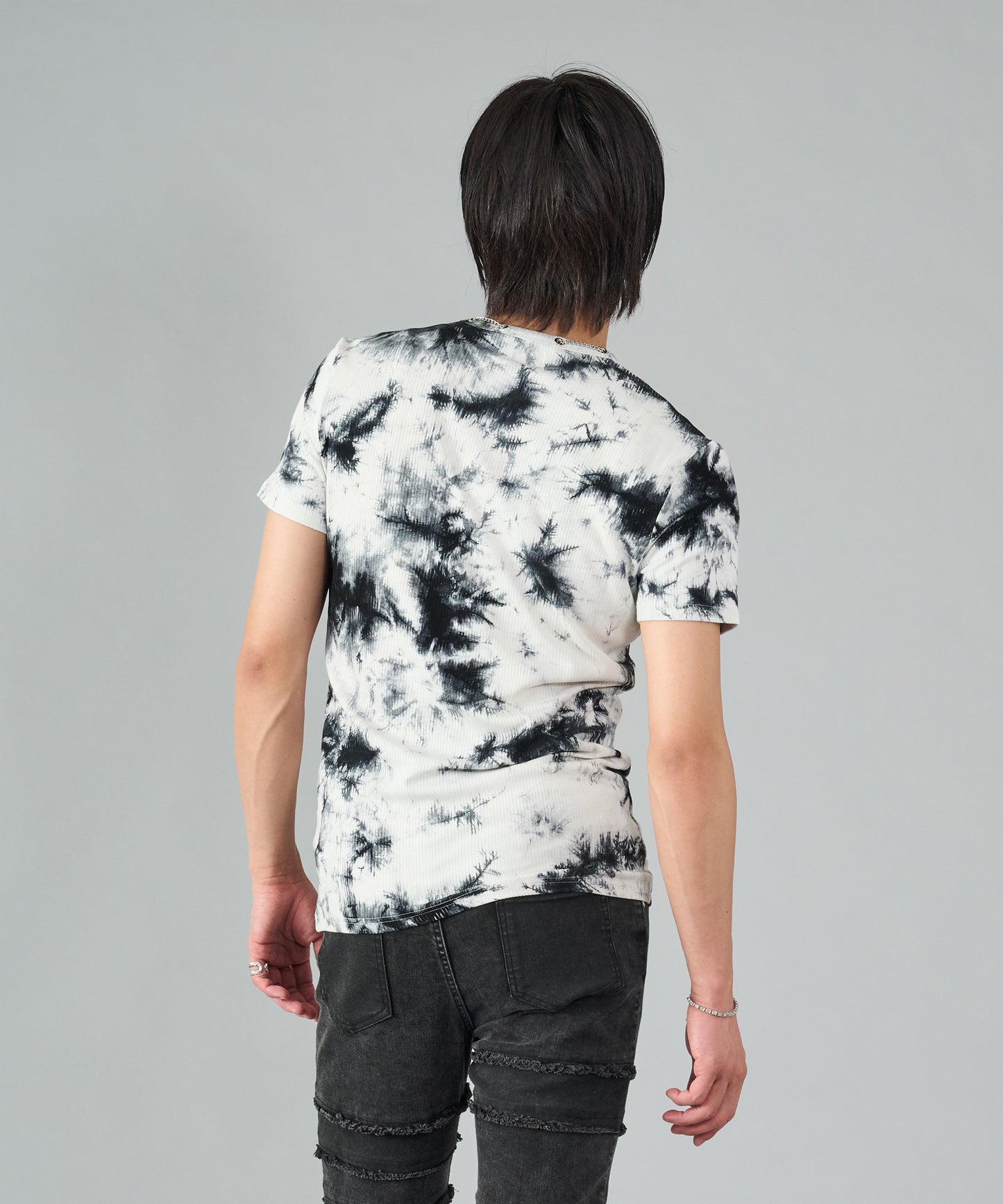 ネックレス付きタイダイテレコUネックTシャツ