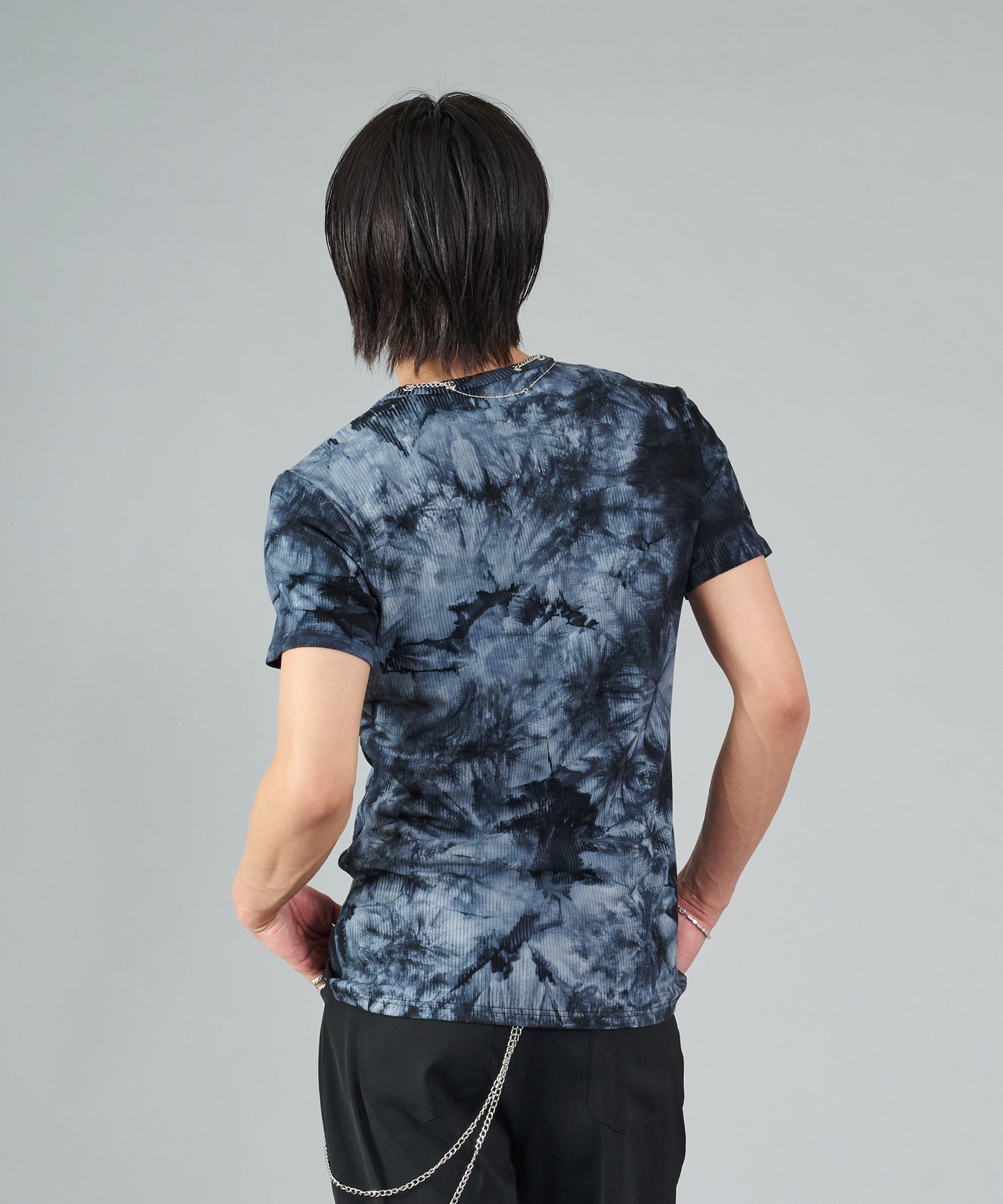 ネックレス付きタイダイテレコUネックTシャツ