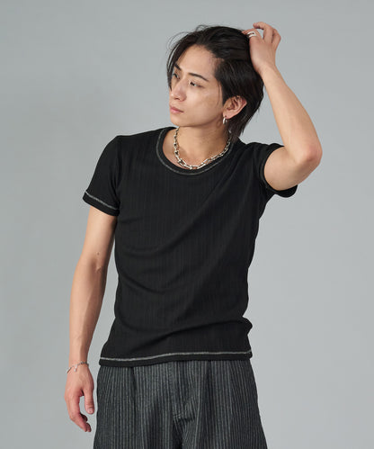 ラメ糸オーバーロックTシャツ