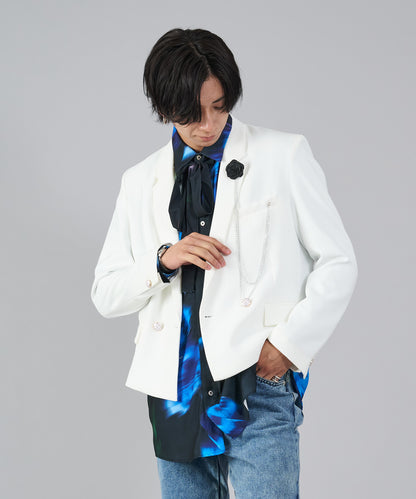 コサージュ付きWショートジャケット