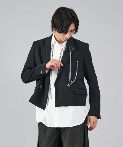 コサージュ付きWショートジャケット