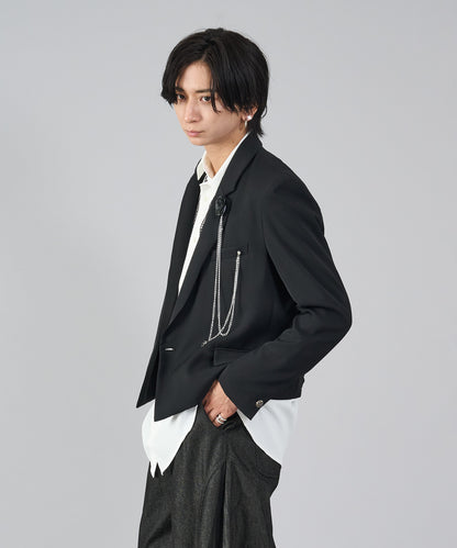 コサージュ付きWショートジャケット