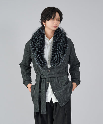 ニットソーショールファーカーデ
