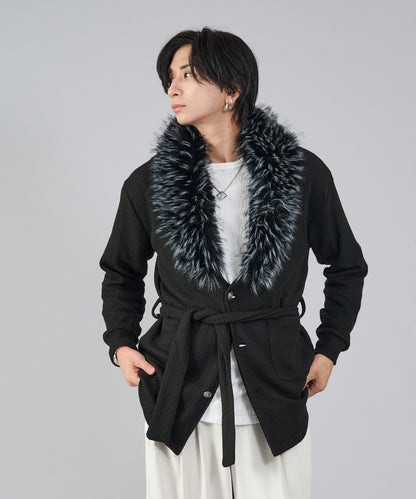 ニットソーショールファーカーデ