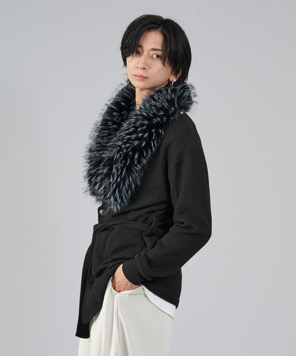 ニットソーショールファーカーデ