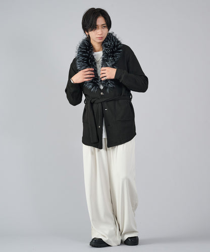ニットソーショールファーカーデ