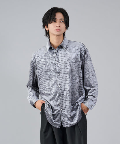 パイソン型押しベロアシャツ