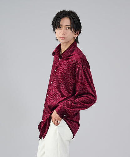 パイソン型押しベロアシャツ